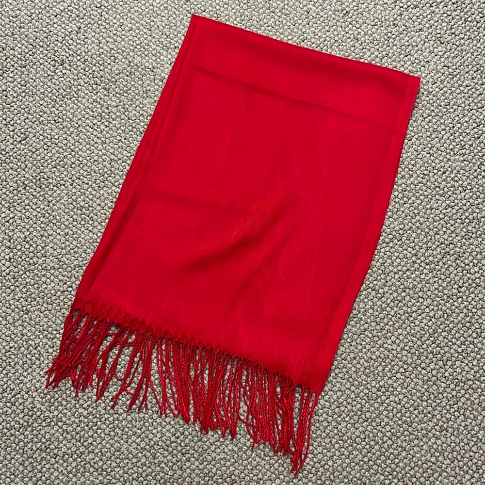 pashmina Red Fringe Wrap Scarf